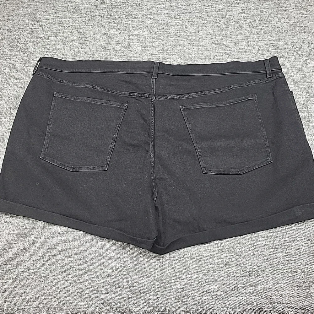 Old Navy Women's Mid Rise Shorts 28 Plus Size 4X Black Denim Shorts w Pockets